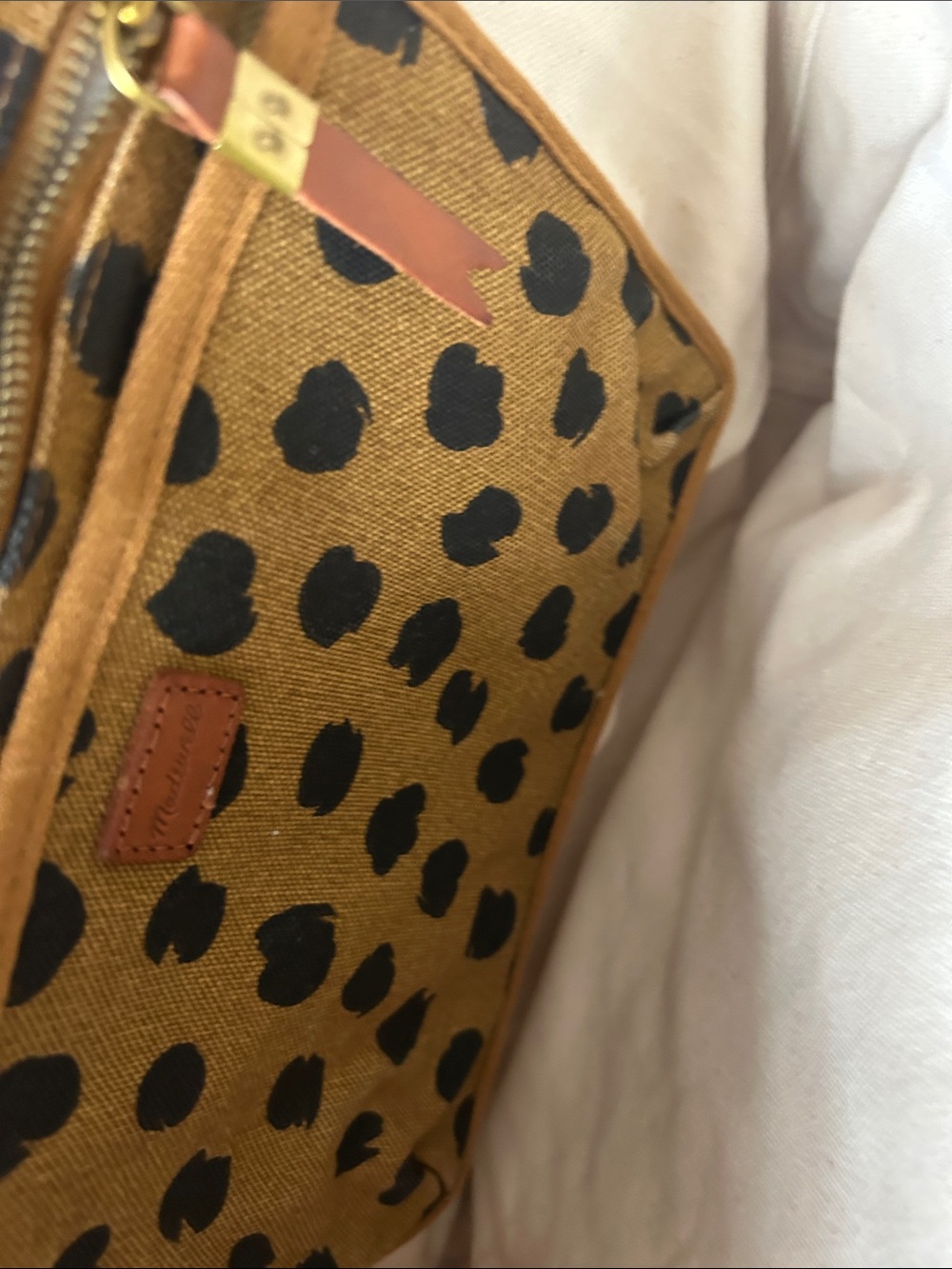 Madewell Leopard-Print Tote in Mustard and Black with Brown Handles - Picture 3 of 4